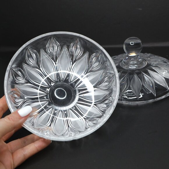Vintage JOSKA Bleikristall Lead Crystal Candy Dish w/ Frosted Leaves & Lid Glass - Picture 11 of 12